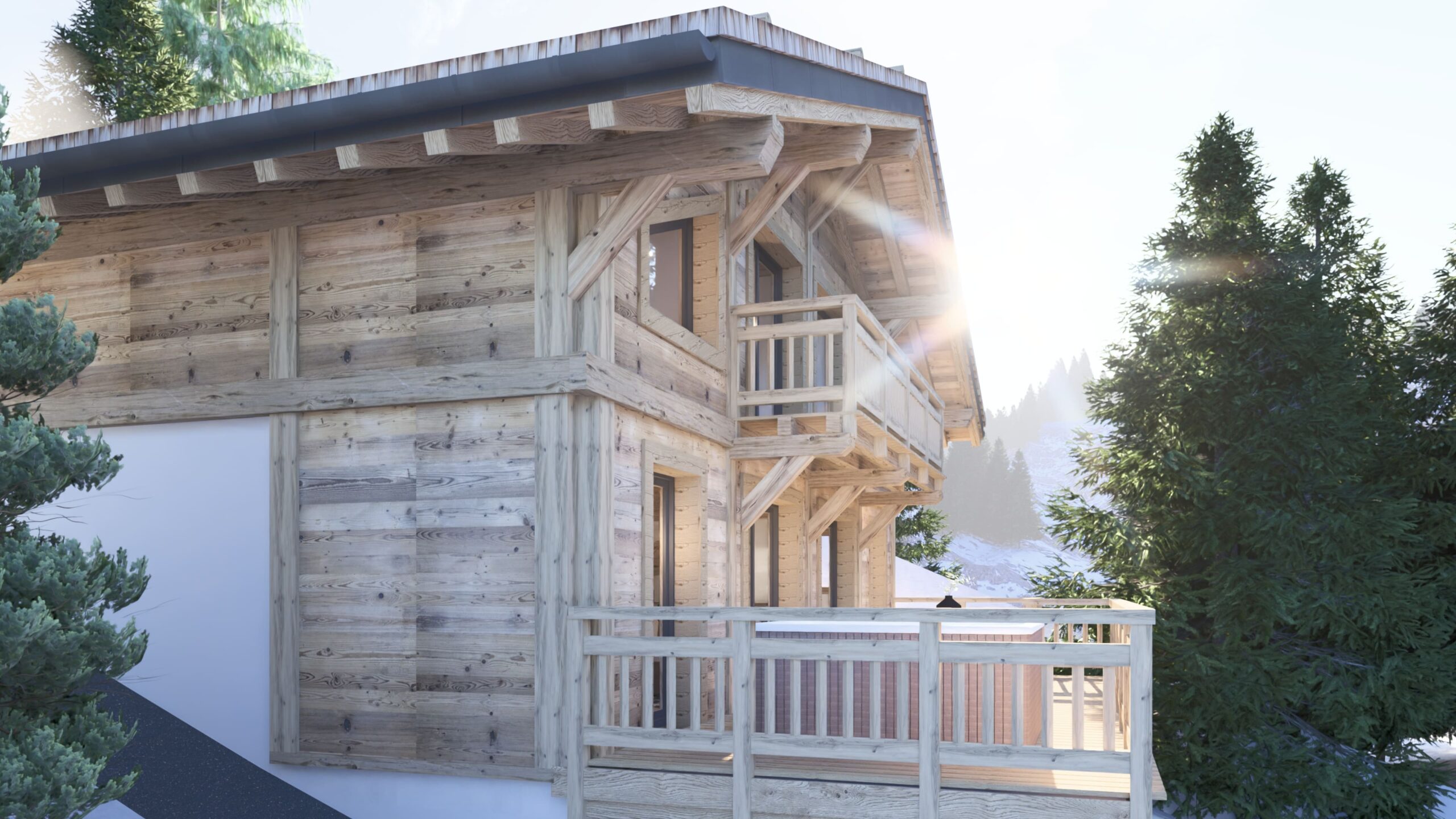 Chalet contemporain en bois avec terrasse à La Clusaz