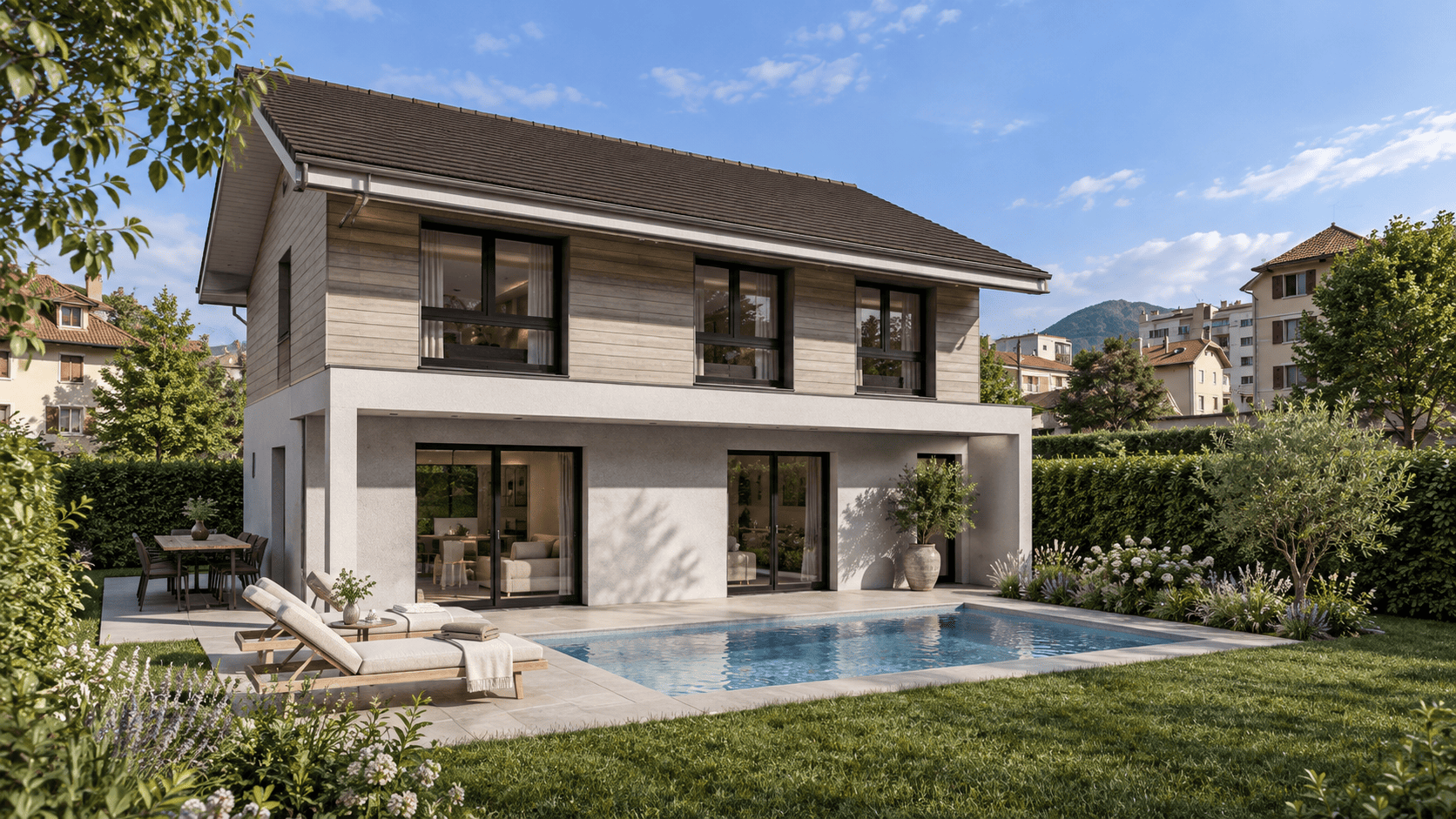 Vue extérieure d'une villa à Cran-Gevrier.
